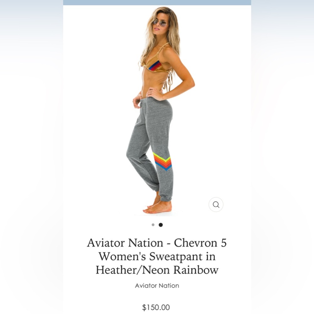 Aviator Nation Gray Sweatpants with Neon Rainbow Chevron
